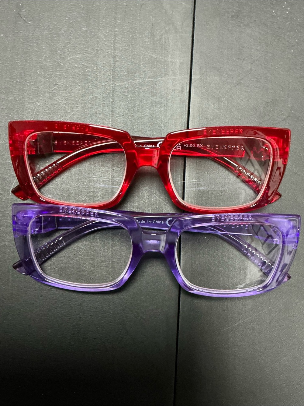 Bold Red & Purple Rectangular Reading Glasses - Set of 2 - +2.00